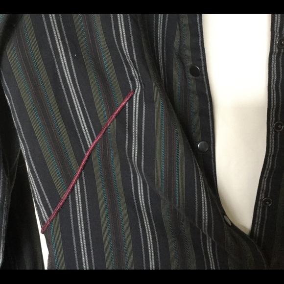 COP. COPINE PORTUGAL SHIRT DRESS COAT STRIPE BL GR - Picture 8 of 14